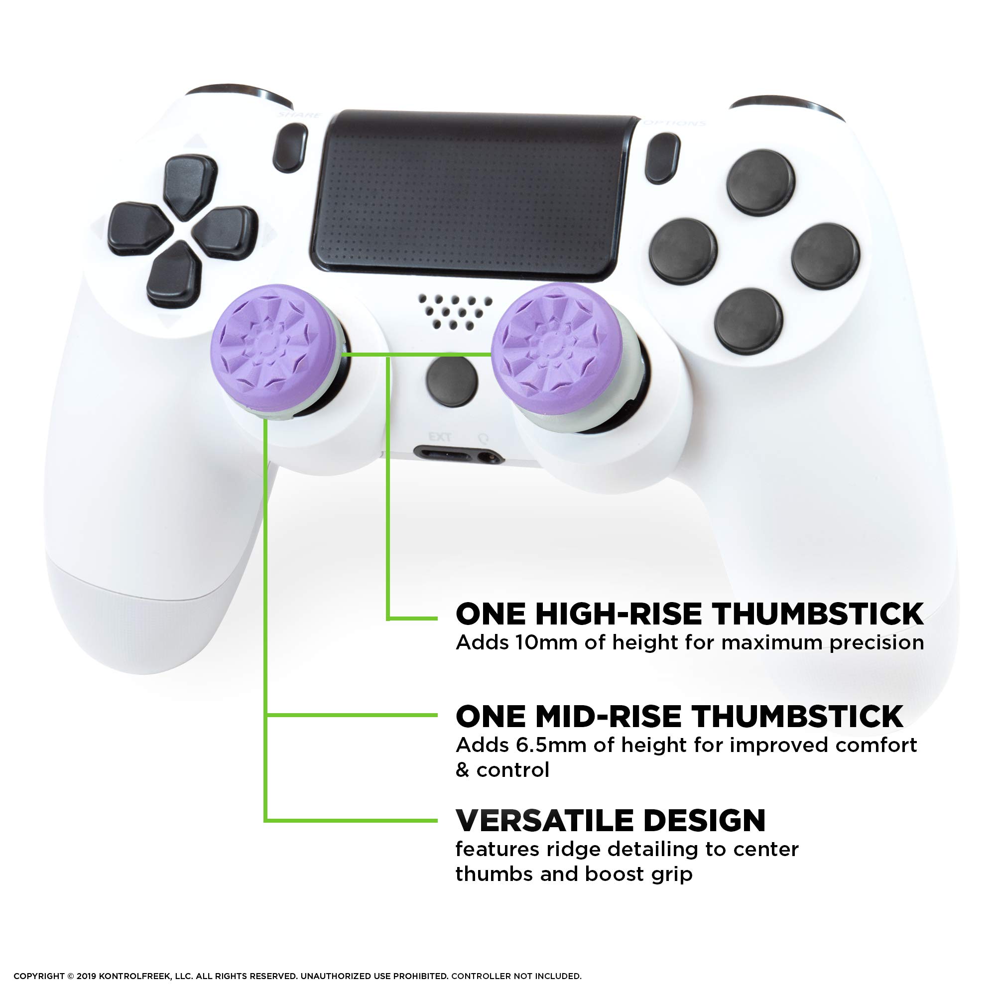 KontrolFreek FPS Freek Galaxy Purple for PlayStation 4 (PS4) and PlayStation 5 (PS5) | Performance Thumbsticks | 1 High-Rise, 1 Mid-Rise | Purple - Image 4