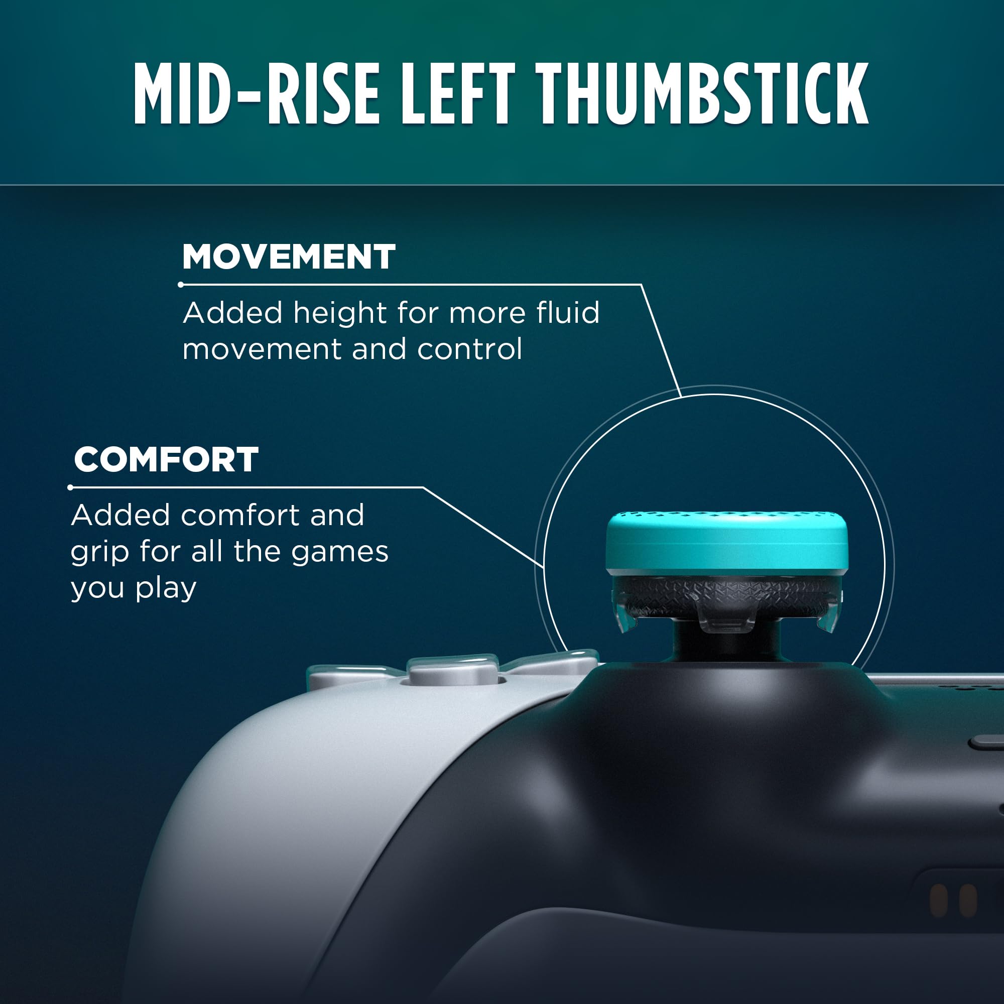 KontrolFreek Lotus for PlayStation 5 (PS5) and PlayStation 4 (PS4) | Performance Thumbsticks | 2 Mid-Rise Concave | Teal/Clear - Image 4