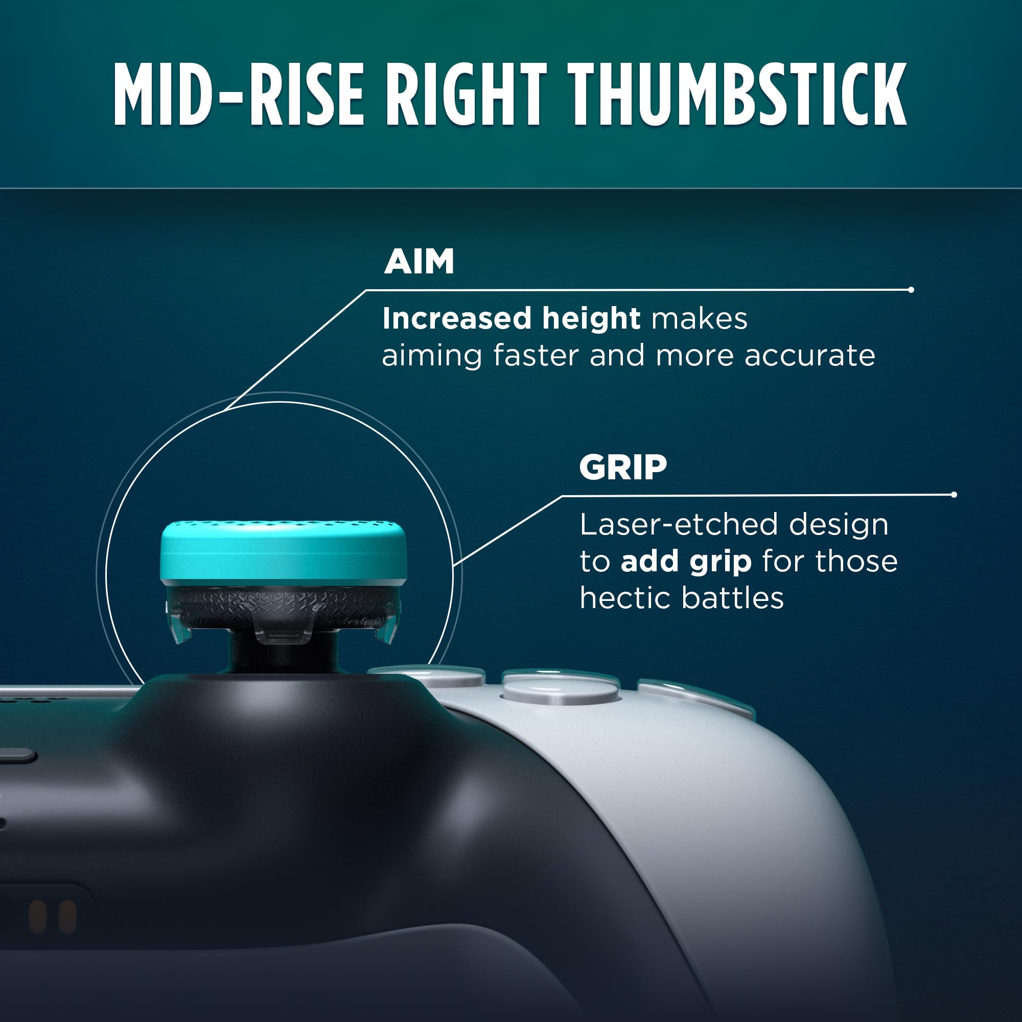 KontrolFreek Lotus for PlayStation 5 (PS5) and PlayStation 4 (PS4) | Performance Thumbsticks | 2 Mid-Rise Concave | Teal/Clear - Image 5